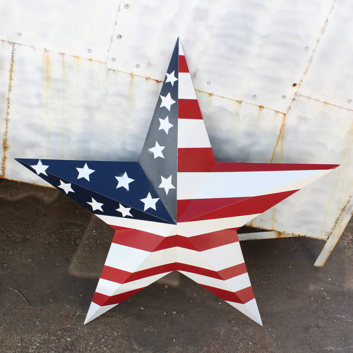 AMERICANA USA FLAG BARN STAR RED WHT BLUE STAR HANDMADE 12",24",36" #EH13297