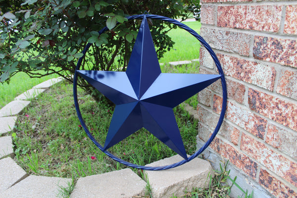 RUSTIC NAVY BLUE MIDNIGHT BARN LONE STAR TWISTED ROPE RING WESTERN HOME DECOR HANDMADE 12",24",36" #EH12600