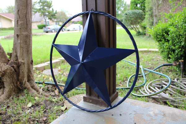 RUSTIC NAVY BLUE MIDNIGHT BARN LONE STAR TWISTED ROPE RING WESTERN HOME DECOR HANDMADE 12",24",36" #EH12600