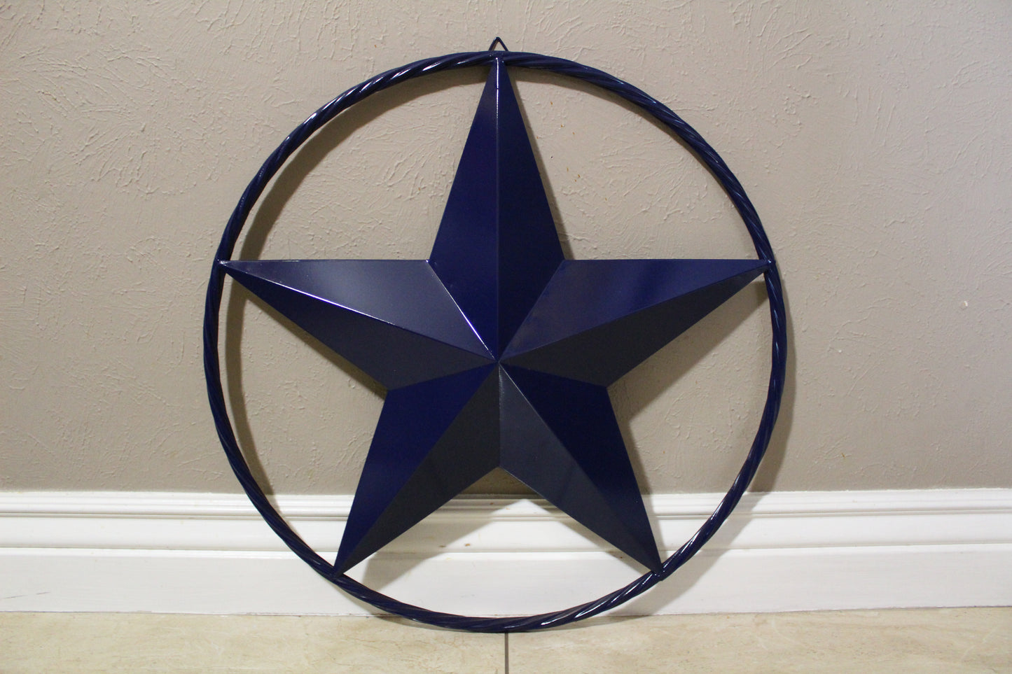RUSTIC NAVY BLUE MIDNIGHT BARN LONE STAR TWISTED ROPE RING WESTERN HOME DECOR HANDMADE 12",24",36" #EH12600