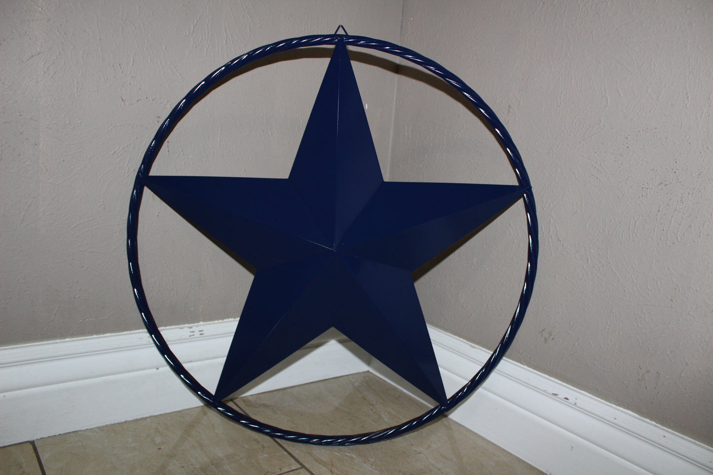 RUSTIC NAVY BLUE MIDNIGHT BARN LONE STAR TWISTED ROPE RING WESTERN HOME DECOR HANDMADE 12",24",36" #EH12600