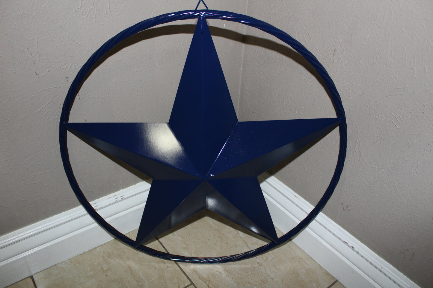 RUSTIC NAVY BLUE MIDNIGHT BARN LONE STAR TWISTED ROPE RING WESTERN HOME DECOR HANDMADE 12",24",36" #EH12600