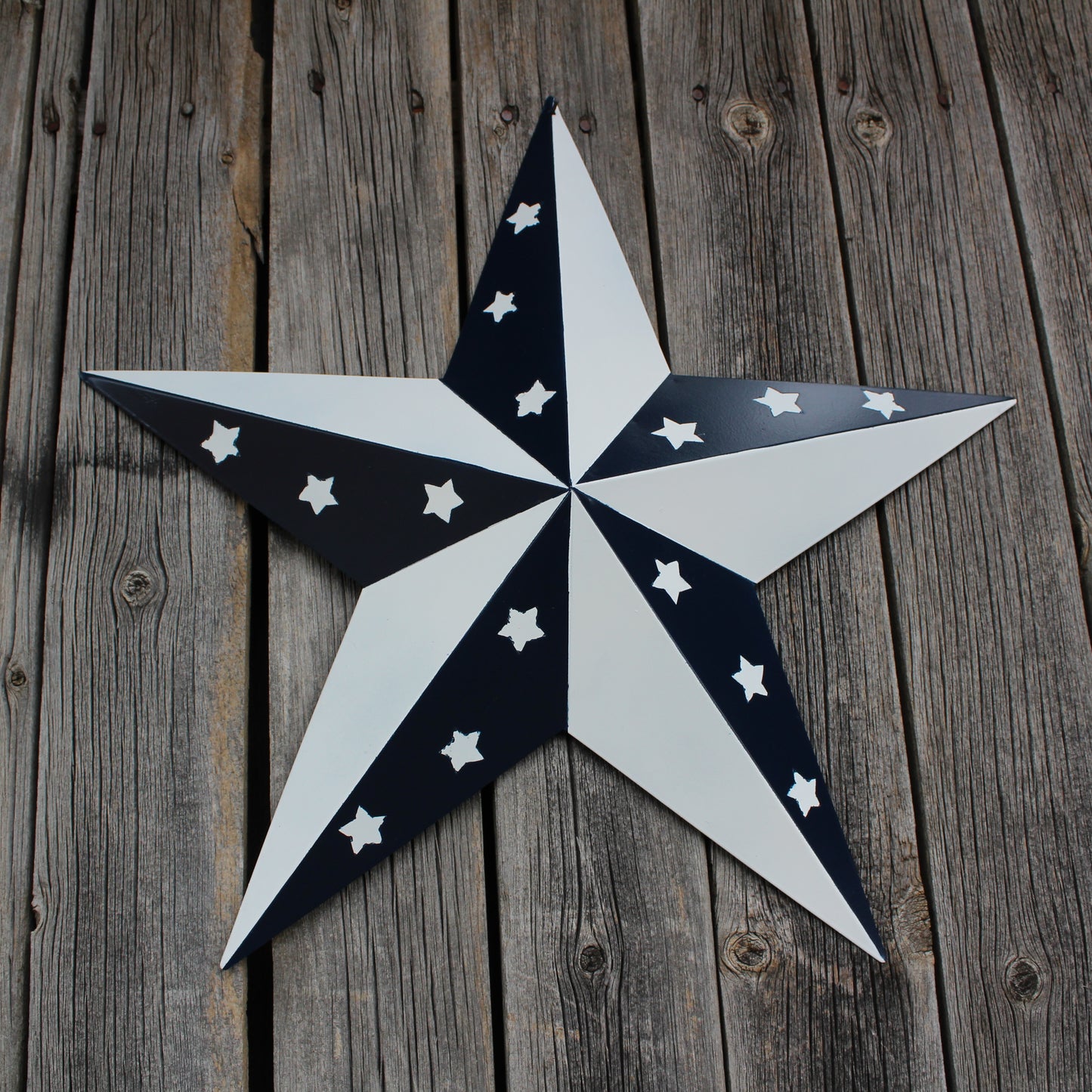 12",24",36" BLUE & WHITE STAR 5 POINT METAL STAR OF DAVID WESTERN HOME DECOR HANDMADE #EH12665