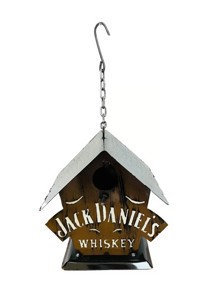 JACK DANIELS BIRDHOUSE 10"H BROWN METAL WESTERN HOME DECOR HANDMADE #EH13580