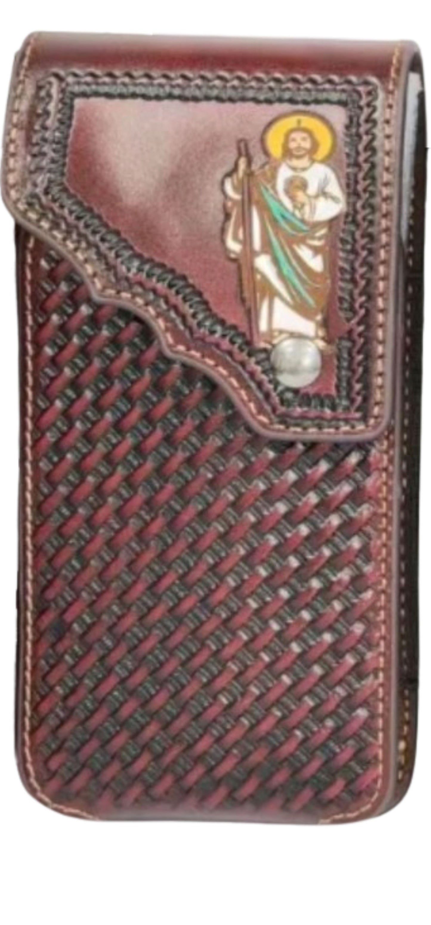 7" JESUS PHONE HOLSTER LEATHER LARGE BELT LOOP CASE UNIVERSAL HANDMADE
