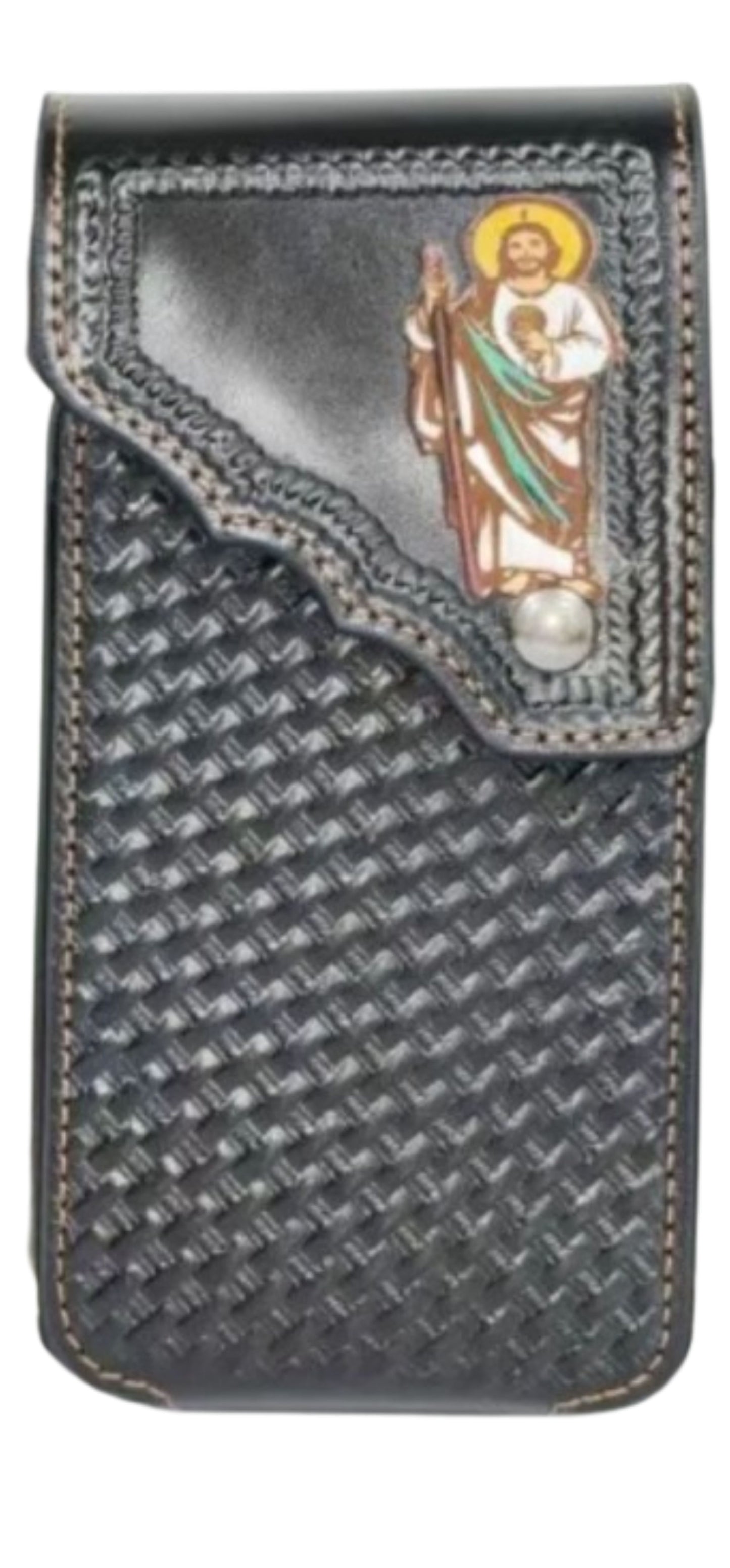 7" JESUS PHONE HOLSTER LEATHER LARGE BELT LOOP CASE UNIVERSAL HANDMADE