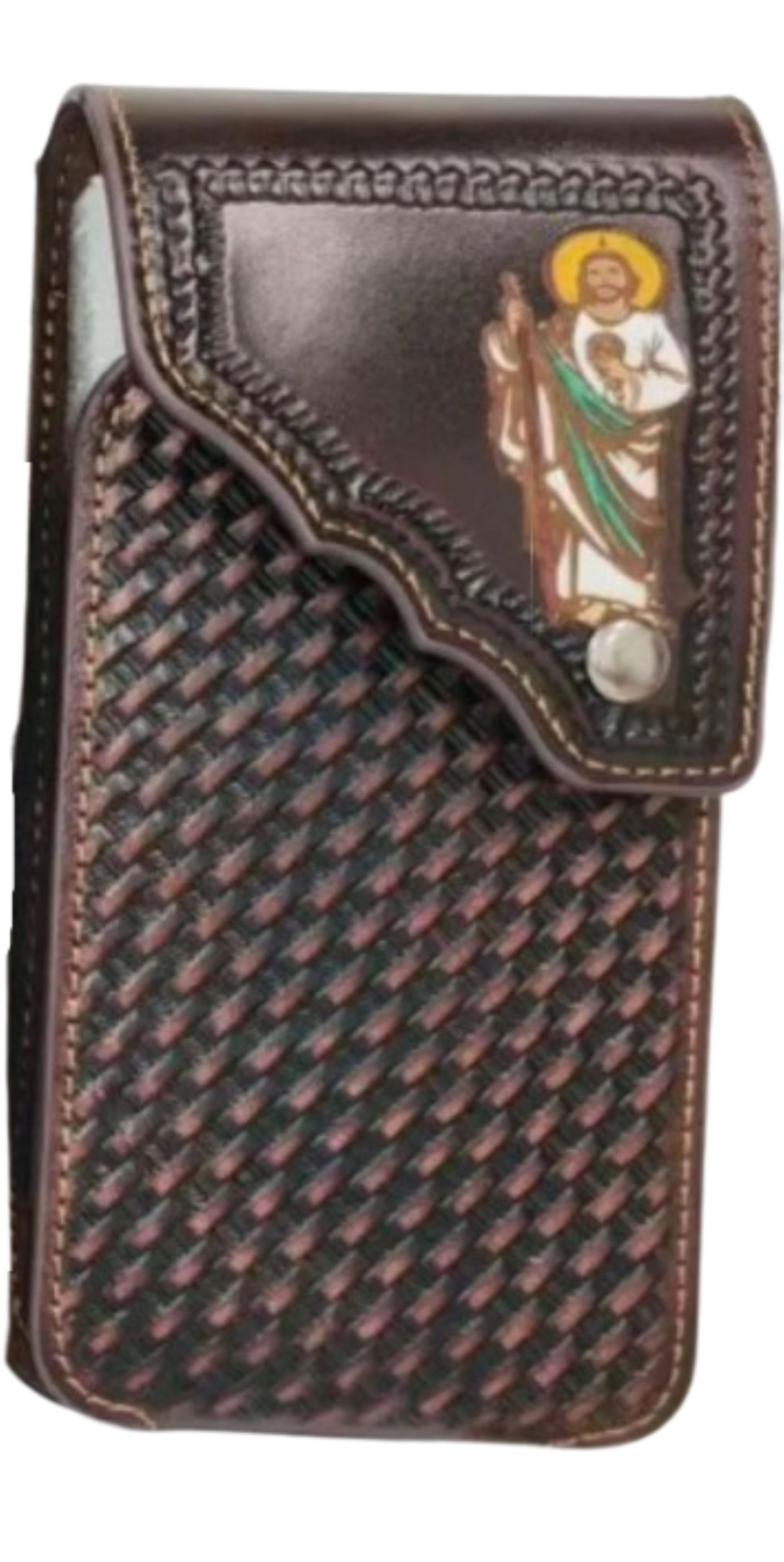 7" JESUS PHONE HOLSTER LEATHER LARGE BELT LOOP CASE UNIVERSAL HANDMADE
