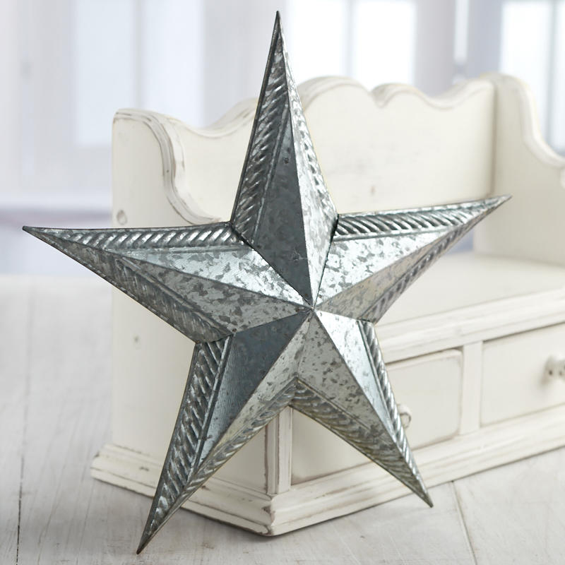 12" GALVANIZED EMBOSSED BARN STAR METAL WALL ART WESTERN HOME DECOR NEW #EH12178