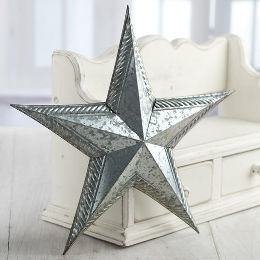 12" GALVANIZED EMBOSSED BARN STAR METAL WALL ART WESTERN HOME DECOR NEW #EH12178