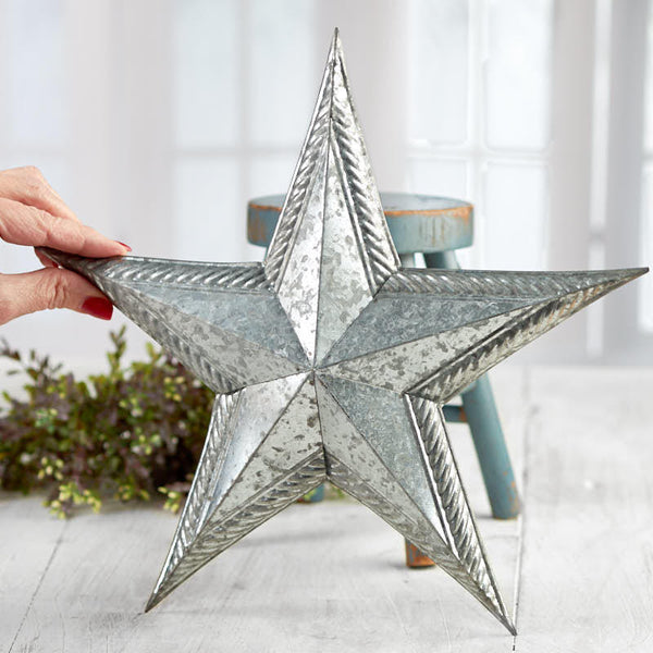 12" GALVANIZED EMBOSSED BARN STAR METAL WALL ART WESTERN HOME DECOR NEW #EH12178