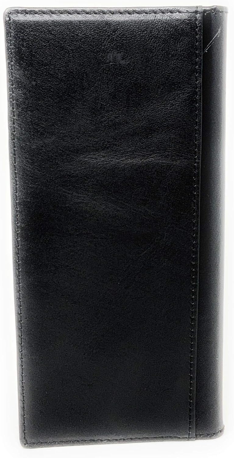 LONGHORNS GENUINE LEATHER BLACK WESTERN CHECKBOOK MEN'S WALLET WESTERN FASHION #EH13166
