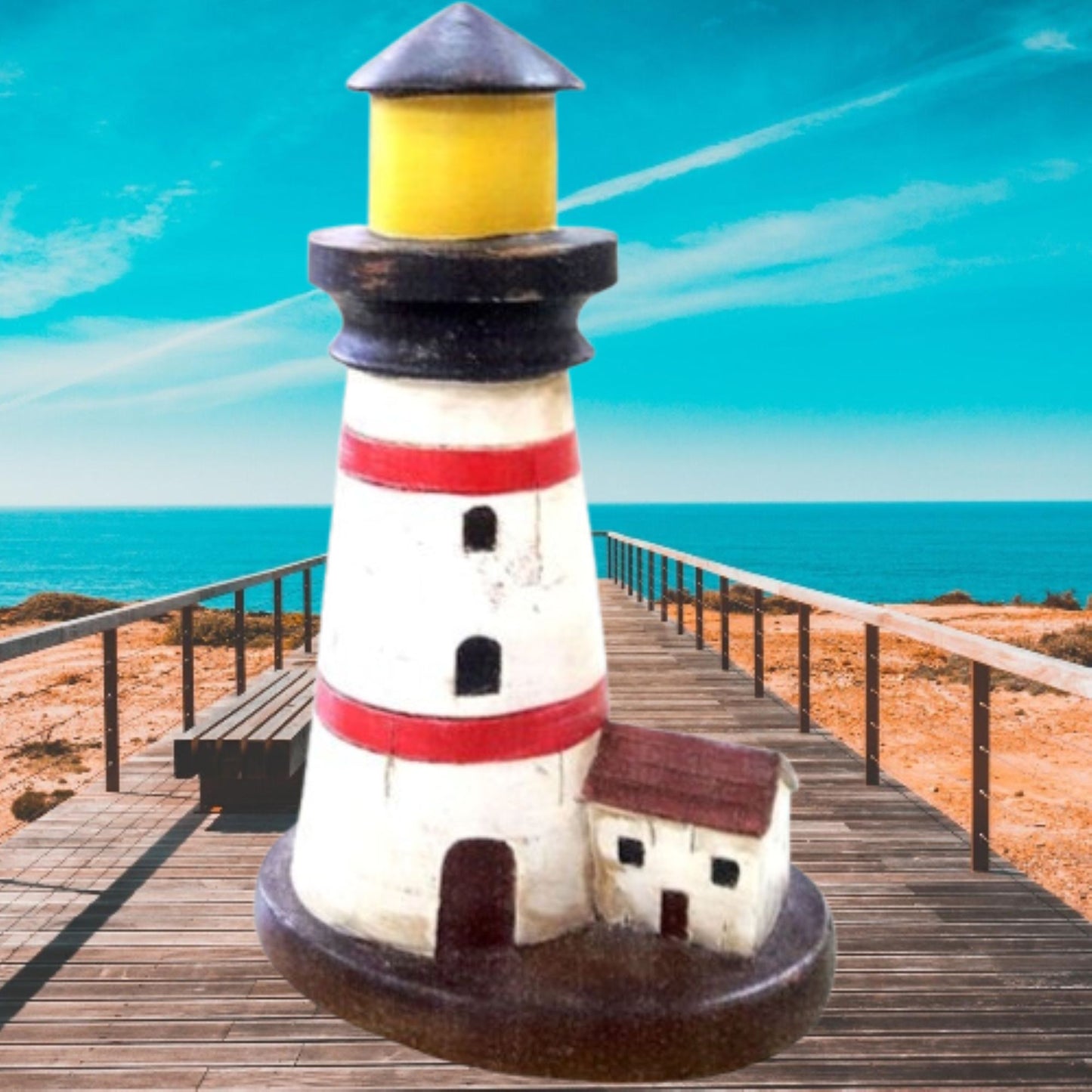 RED LIGHTHOUSE WESTERN HOME DECOR NEW FREE SHIPPING  #EH12877