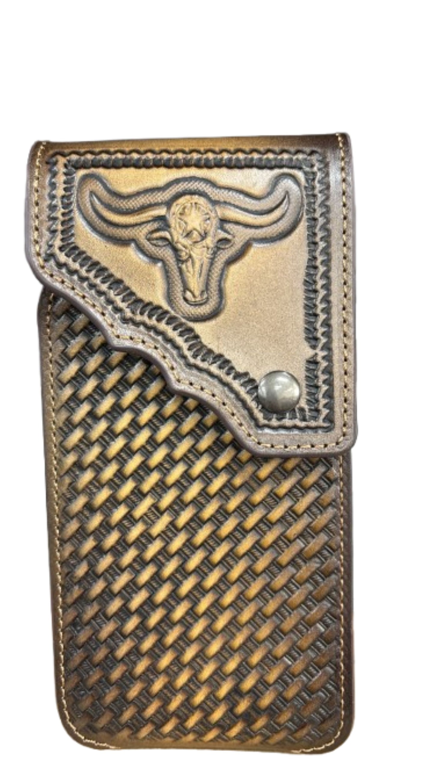 7" LONGHORNS PHONE HOLSTER LEATHER LARGE BELT LOOP CASE UNIVERSAL HANDMADE