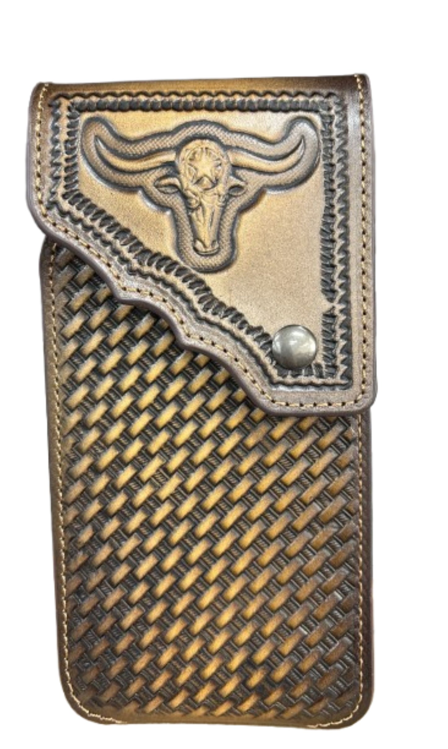 7" LONGHORNS PHONE HOLSTER LEATHER LARGE BELT LOOP CASE UNIVERSAL HANDMADE