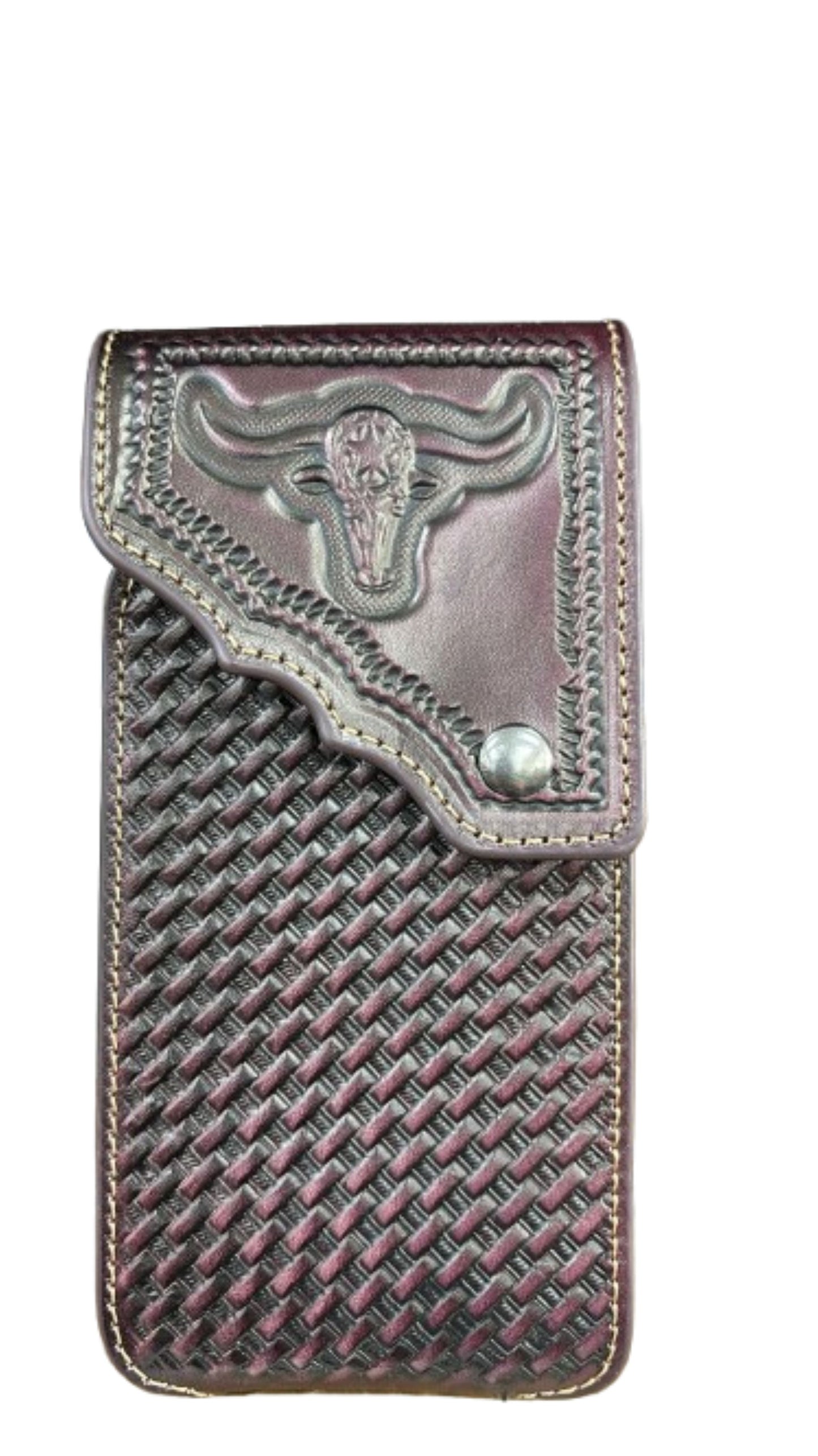 7" LONGHORNS PHONE HOLSTER LEATHER LARGE BELT LOOP CASE UNIVERSAL HANDMADE
