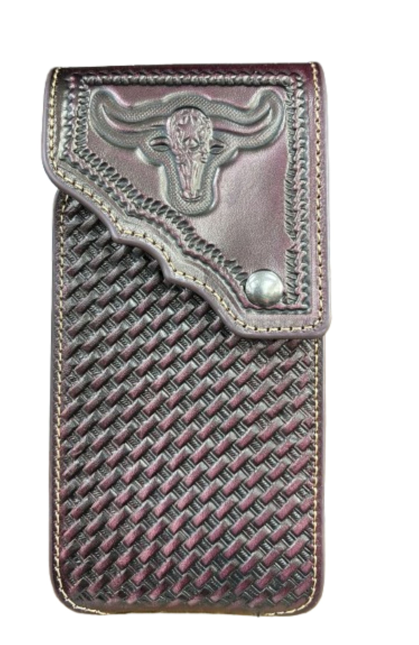 7" LONGHORNS PHONE HOLSTER LEATHER LARGE BELT LOOP CASE UNIVERSAL HANDMADE