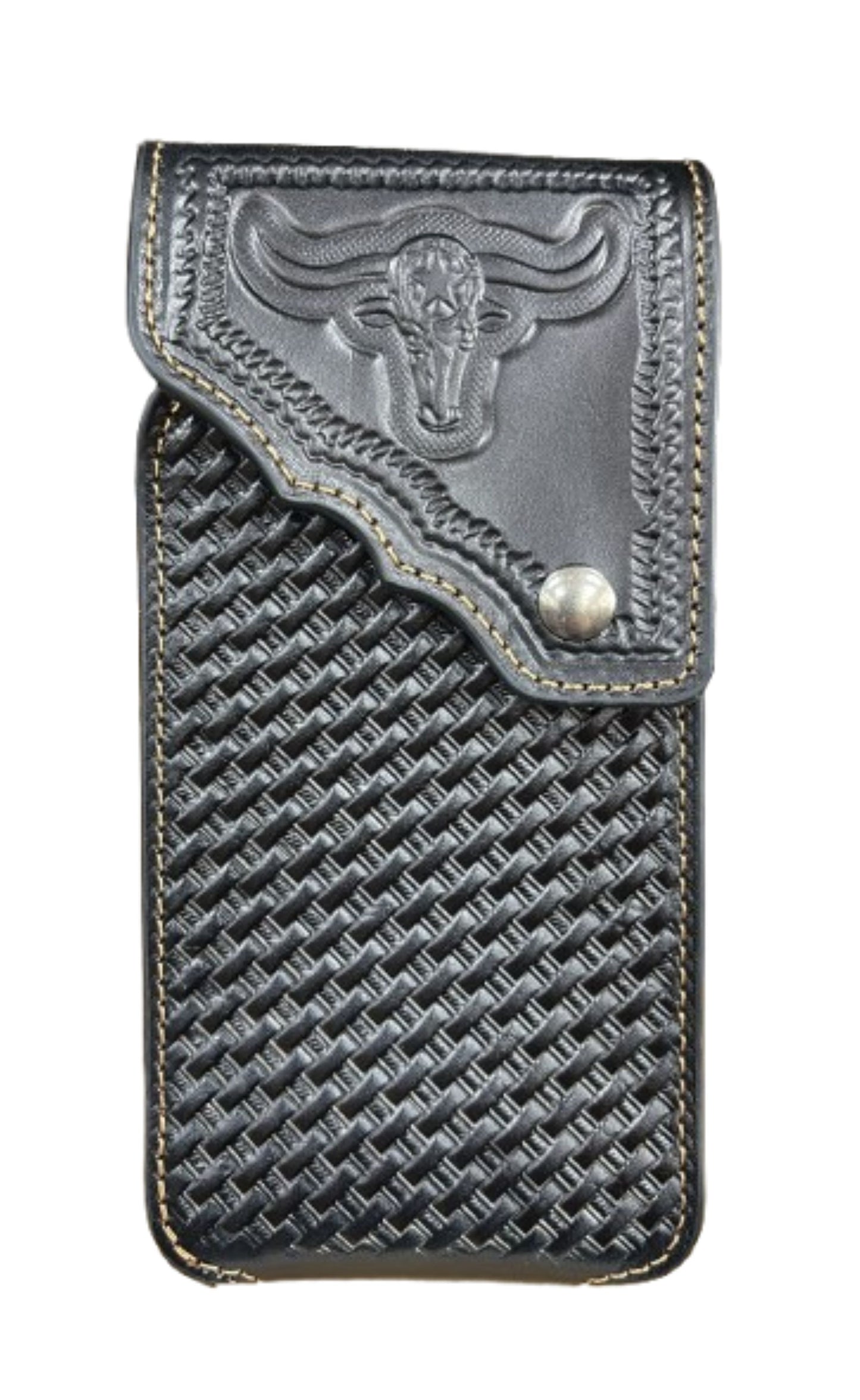 7" LONGHORNS PHONE HOLSTER LEATHER LARGE BELT LOOP CASE UNIVERSAL HANDMADE
