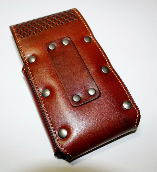 7" LONGHORNS LEATHER PHONE HOLSTER POUCH EXTRA LARGE  BELT LOOP CELL PHONE CASE UNIVERSAL OVERSIZE #EH12698