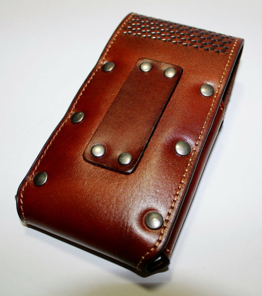7" LONGHORNS LEATHER PHONE HOLSTER POUCH EXTRA LARGE  BELT LOOP CELL PHONE CASE UNIVERSAL OVERSIZE #EH12698