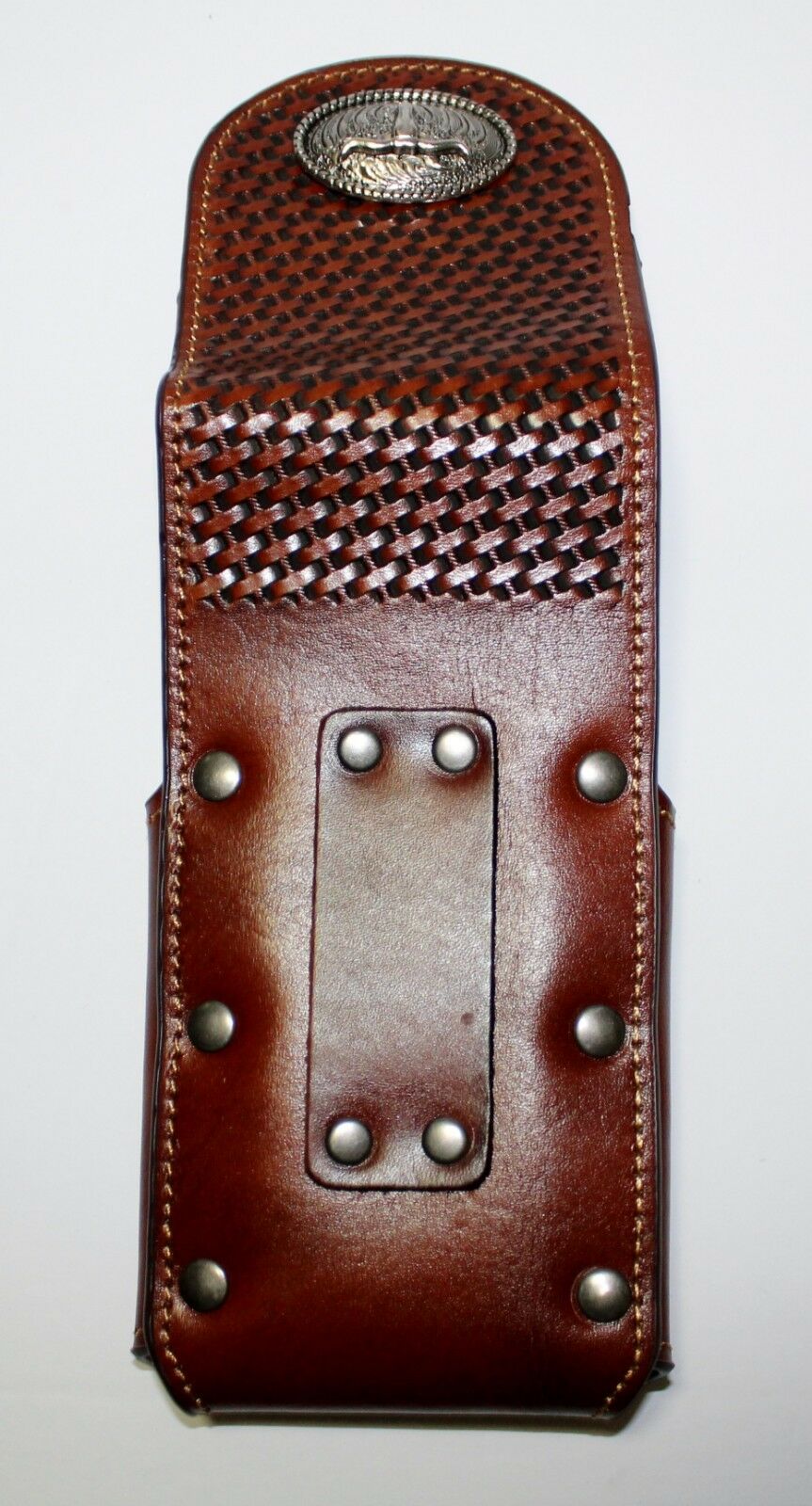 7" LONGHORNS LEATHER PHONE HOLSTER POUCH EXTRA LARGE  BELT LOOP CELL PHONE CASE UNIVERSAL OVERSIZE #EH12698