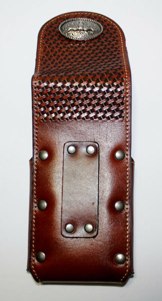 7" LONGHORNS LEATHER PHONE HOLSTER POUCH EXTRA LARGE  BELT LOOP CELL PHONE CASE UNIVERSAL OVERSIZE #EH12698