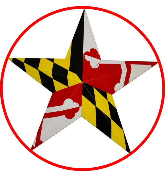 MARYLAND FLAG BARN METAL STAR WITH SOLID RING WESTERN HOME DECOR HANDMADE 24",30",36" #EH13170