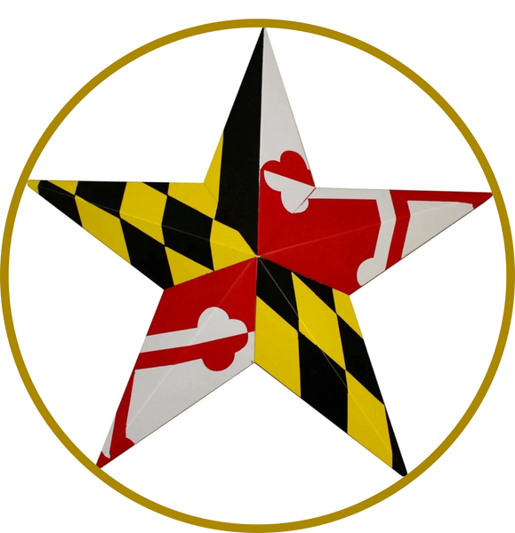 MARYLAND FLAG BARN METAL STAR WITH SOLID RING WESTERN HOME DECOR HANDMADE 24",30",36" #EH13170