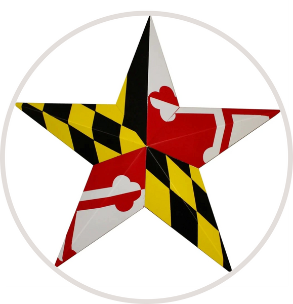 MARYLAND FLAG BARN METAL STAR WITH SOLID RING WESTERN HOME DECOR HANDMADE 24",30",36" #EH13170