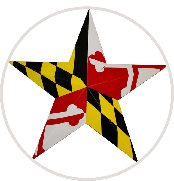 MARYLAND FLAG BARN METAL STAR WITH SOLID RING WESTERN HOME DECOR HANDMADE 24",30",36" #EH13170