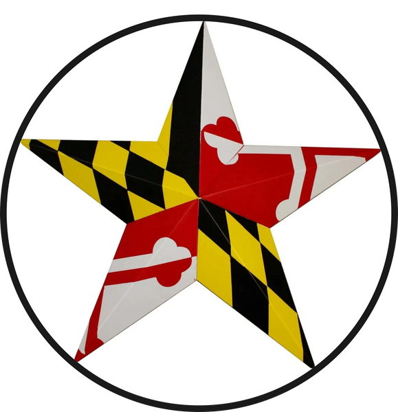 MARYLAND FLAG BARN METAL STAR WITH SOLID RING WESTERN HOME DECOR HANDMADE 24",30",36" #EH13170