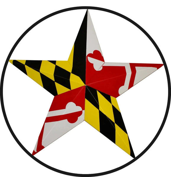 MARYLAND FLAG BARN METAL STAR WITH SOLID RING WESTERN HOME DECOR HANDMADE 24",30",36" #EH13170