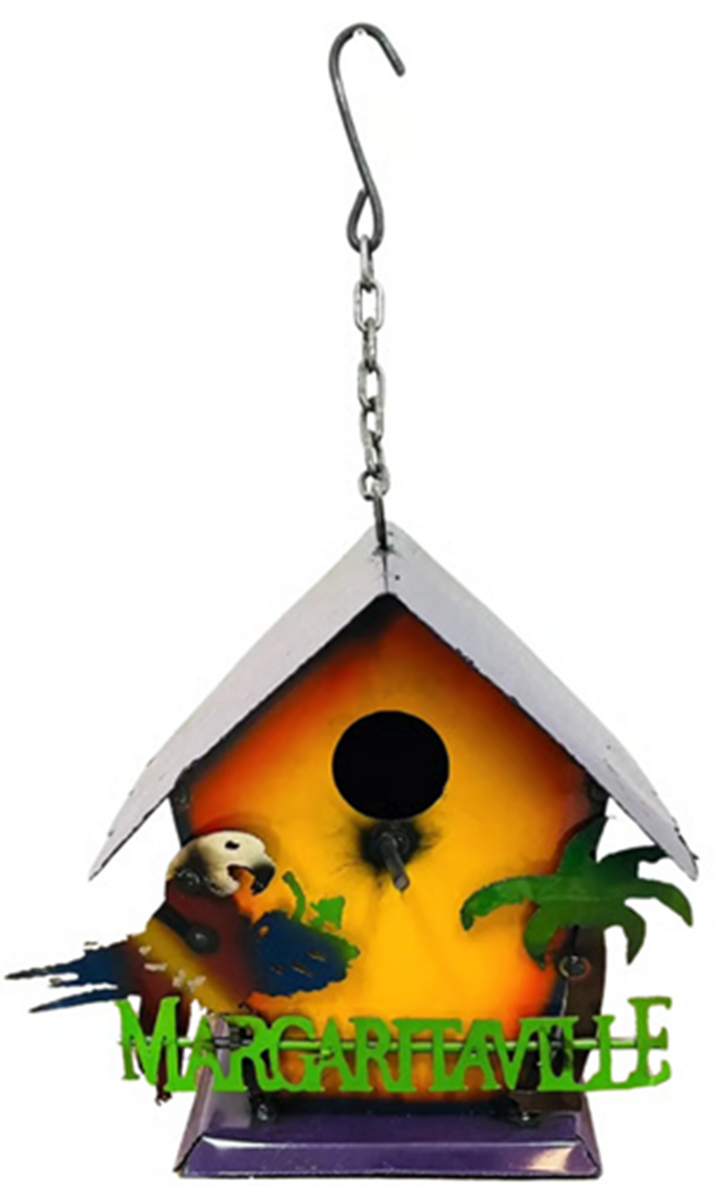 MARGARITAVILLE BIRDHOUSE 10"H YLW GRN METAL WESTERN HOME DECOR HANDMADE #EH13583