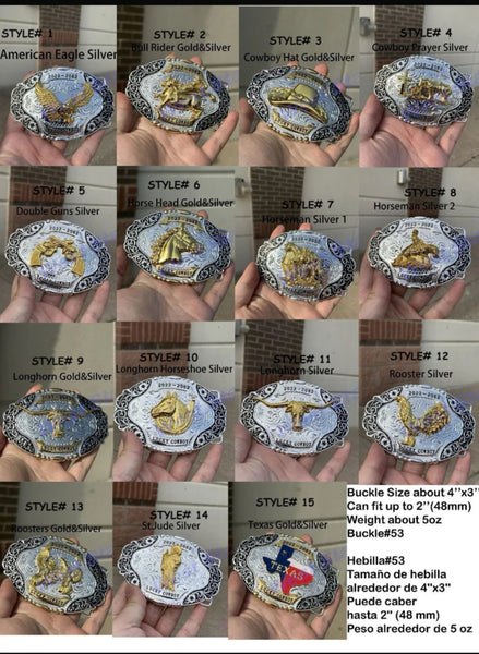 BELT BUCKLE MULTI STYLE  WESTERN METAL BUCKLE FASHION ART 4.5" X 3.5" #WS