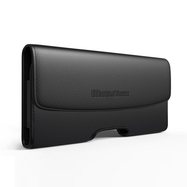 MV500-BK HORIZONTAL LEATHER POUCH WITH CARD HOLDER IN BLACK UNIVERSAL