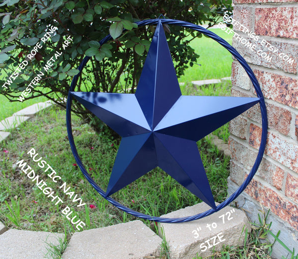 RUSTIC NAVY BLUE MIDNIGHT BARN LONE STAR TWISTED ROPE RING WESTERN HOME DECOR HANDMADE 12",24",36" #EH12600