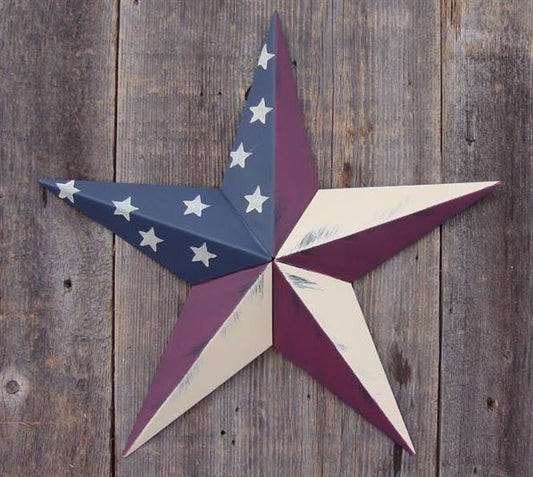 #EH10412 RUSTIC BARN STAR 32",40",53" METAL WALL ART MULTI COLOR WESTERN HOME DECOR HANDMADE