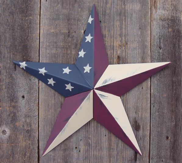 #EH10412 RUSTIC BARN STAR 32",40",53" METAL WALL ART MULTI COLOR WESTERN HOME DECOR HANDMADE