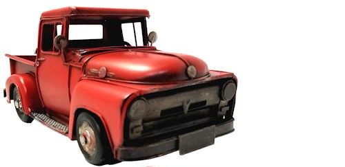 RED TRUCK 11" PICKUP TRUCK METAL ART FIGURINE VINTAGE GARDEN WESTERN HOME DECOR HANDMADE  #EH12856