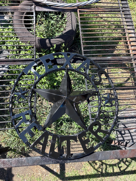 REALTOR STYLE YOUR CUSTOM NAME STAR METAL BARN 3d RED WHITE BLUE WITH BRONZE TWIST ROPE RING WESTERN HOME DECOR HANDMADE  18",24",32"