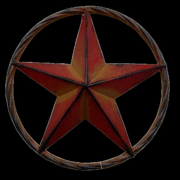 16",12" RED DISTRESSED BARN METAL LONE STAR TWISTED ROPE RING WESTERN HOME DECOR HANDMADE NEW #EH10623