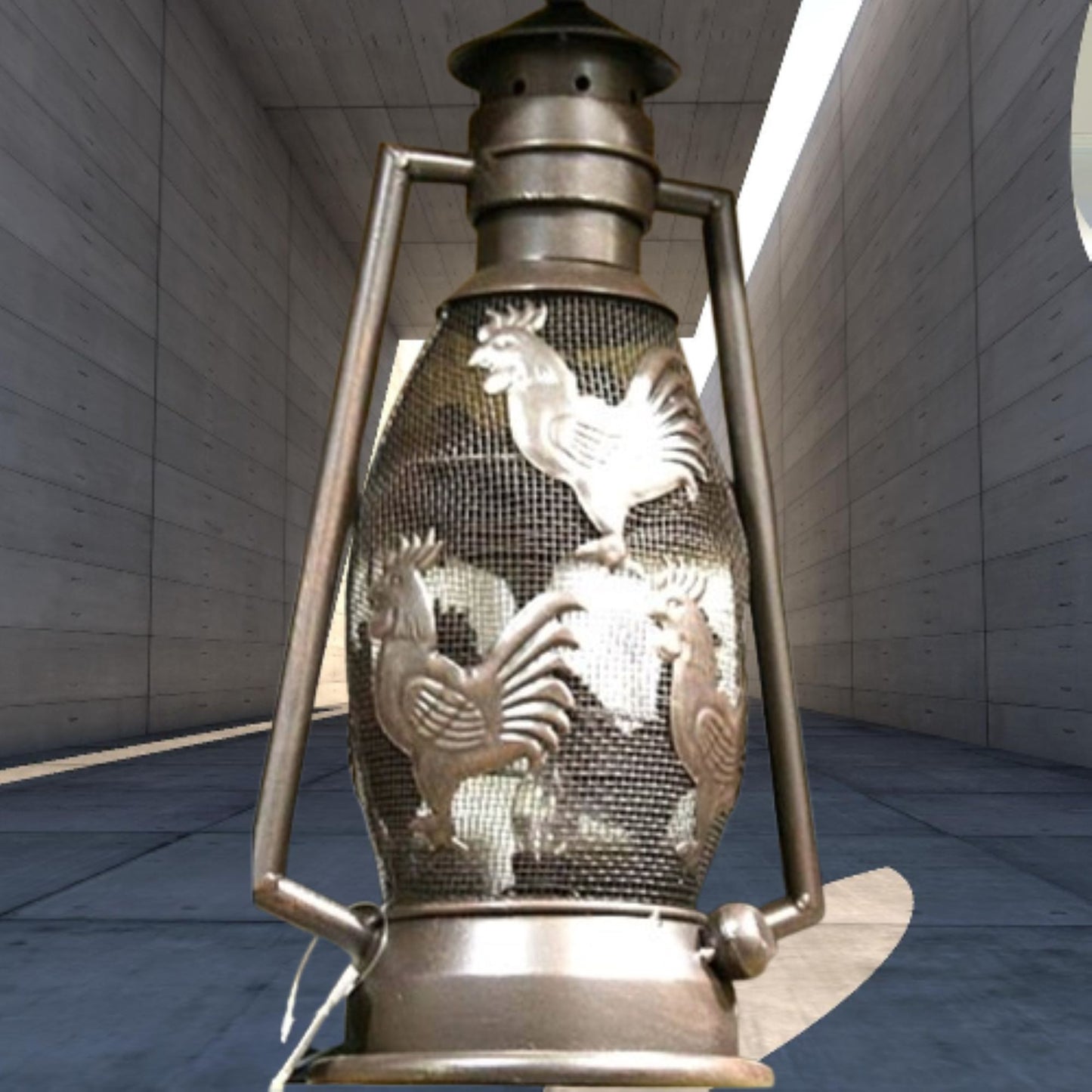 ROOSTER CHICKEN METAL RUSTY ART LAMP LIGHTING WESTERN HOME WALL COUNTRY LANTERN #EH12732
