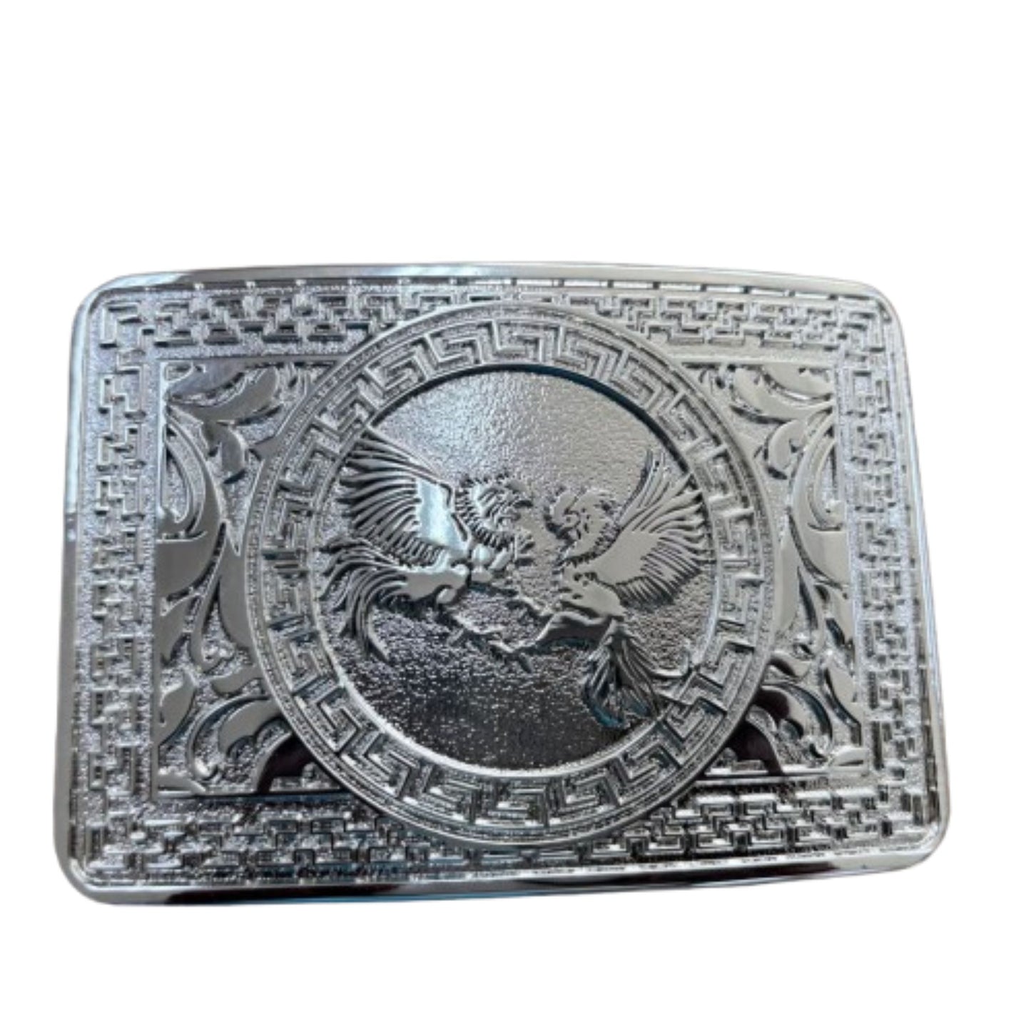 COCK FIGHTING ROOSTER BELT BUCKLE SILVER WESTERN METAL BUCKLE FASHION ART 4.5" X 3.5"  #EH13233