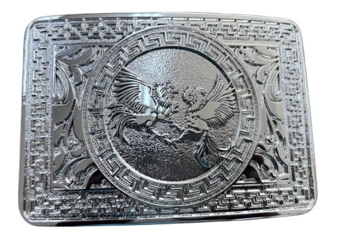 COCK FIGHTING ROOSTER BELT BUCKLE SILVER WESTERN METAL BUCKLE FASHION ART 4.5" X 3.5"  #EH13233