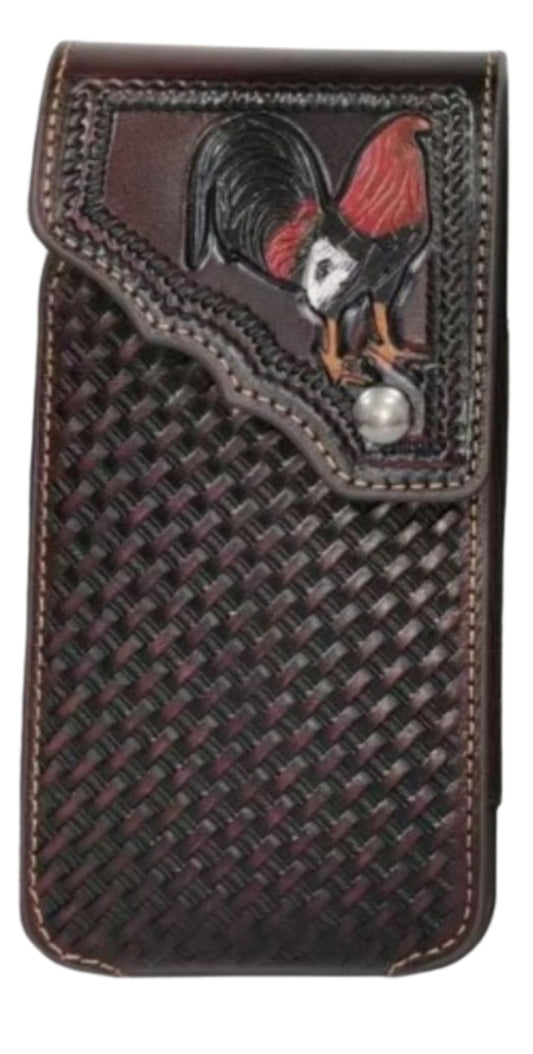 7" ROOSTER PHONE HOLSTER LEATHER LARGE BELT LOOP CASE UNIVERSAL HANDMADE