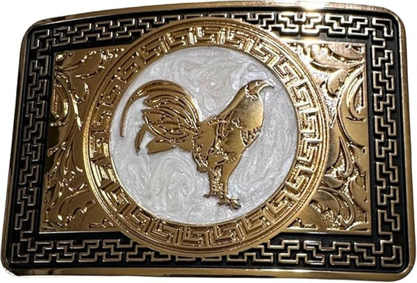 ROOSTER BELT BUCKLE GOLD WESTERN METAL BUCKLE FASHION ART 4.5" X 3.5"  #EH13082