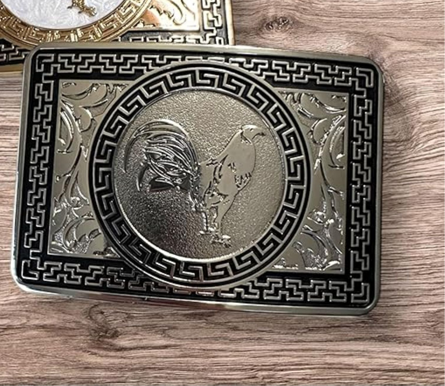 ROOSTER BELT BUCKLE GOLD WESTERN METAL BUCKLE FASHION ART 4.5" X 3.5"  #EH13082