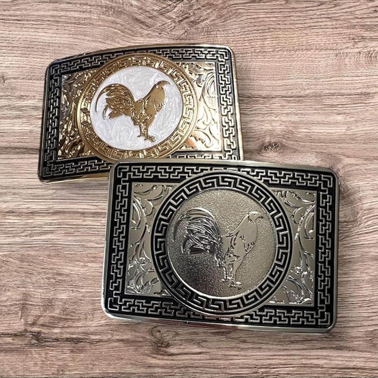ROOSTER BELT BUCKLE GOLD WESTERN METAL BUCKLE FASHION ART 4.5" X 3.5"  #EH13082