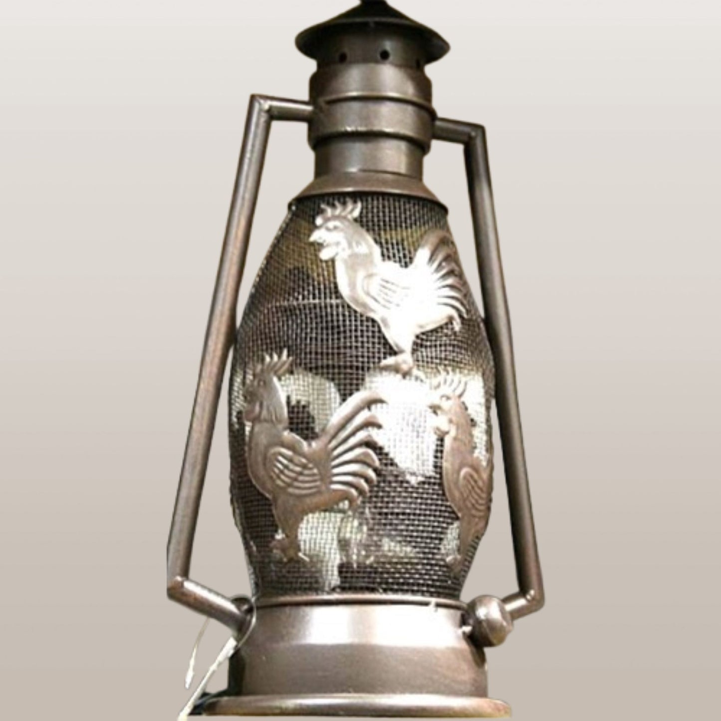 ROOSTER CHICKEN METAL RUSTY ART LAMP LIGHTING WESTERN HOME WALL COUNTRY LANTERN #EH12732