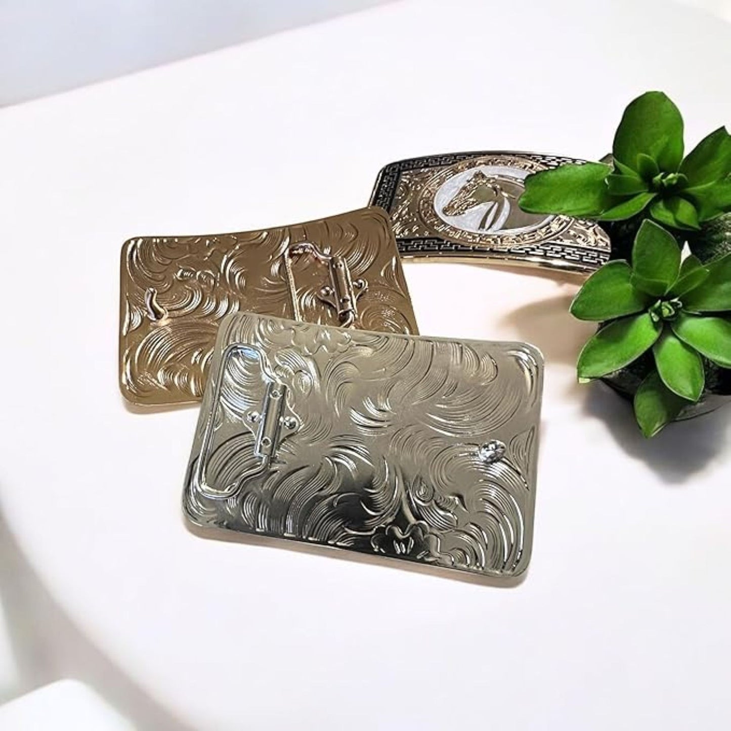 ROOSTER BELT BUCKLE GOLD WESTERN METAL BUCKLE FASHION ART 4.5" X 3.5"  #EH13082