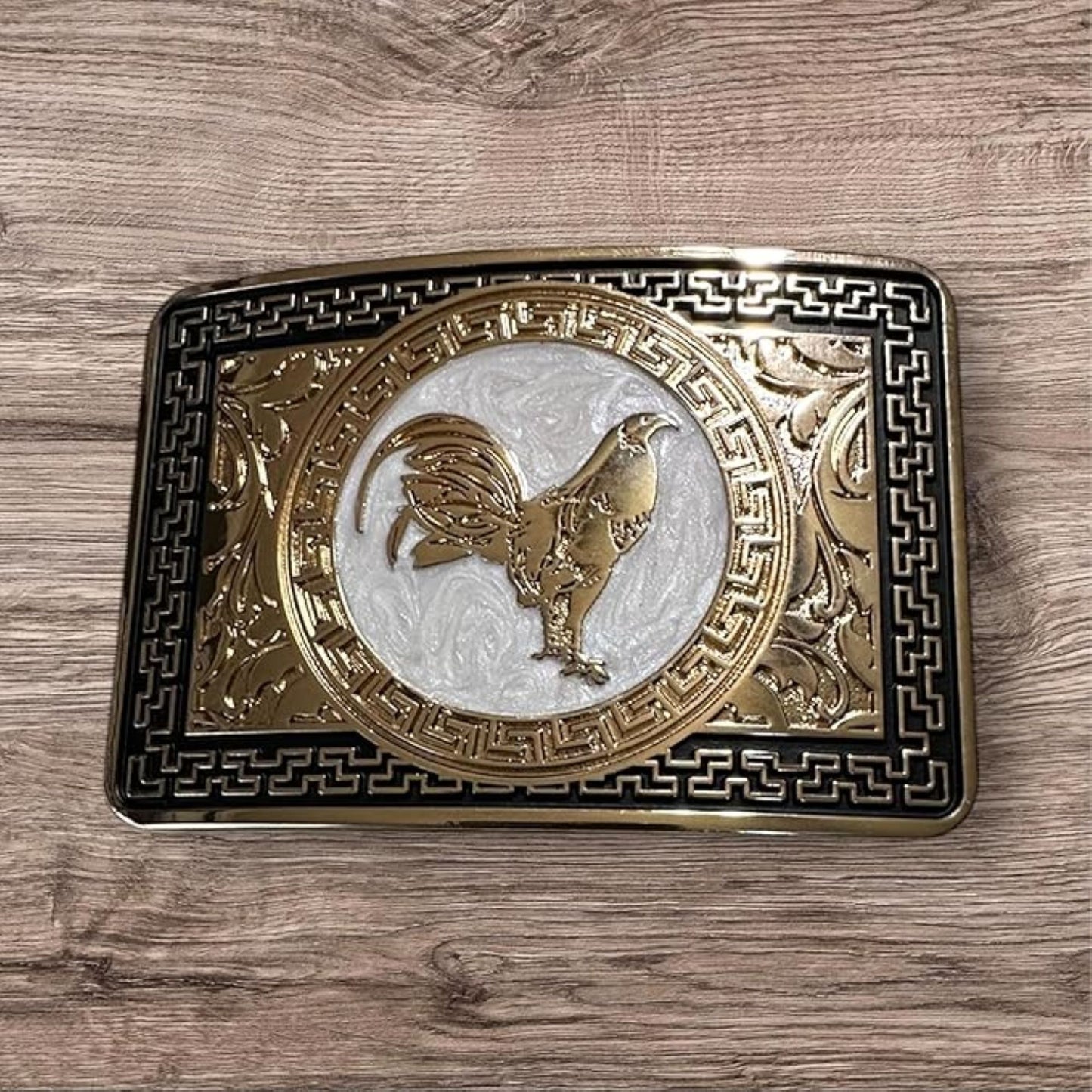 ROOSTER BELT BUCKLE GOLD WESTERN METAL BUCKLE FASHION ART 4.5" X 3.5"  #EH13082
